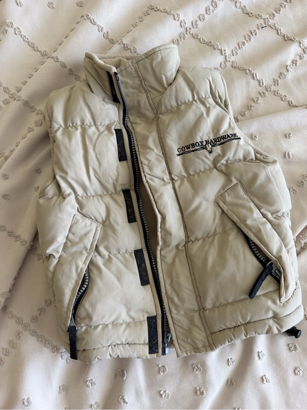Cowboy Hardware Kids Beige Puffer Vest - Lightweight Insulated Vest